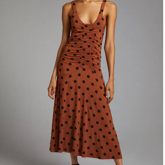 Maeve Ruched Midi Dress Medium Petite - Picture 4 of 7